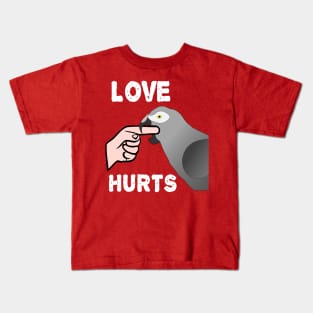 Love Hurts Timneh African Grey Parrot Biting Kids T-Shirt